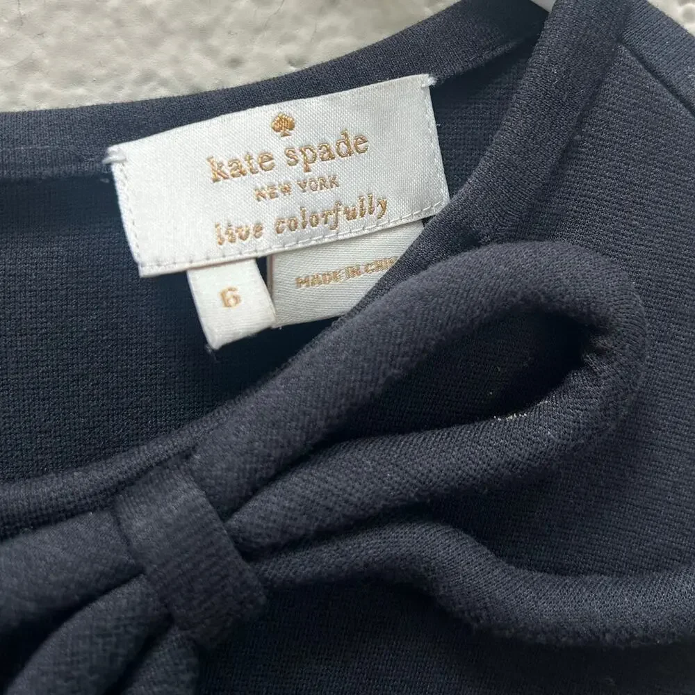 Kate Spade Ponte Bow Neck Top Black size 6